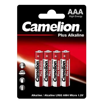 Батарейки алкалиновые Camelion 1.5V тип ААА (блистер 4 шт)