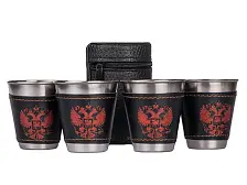 Набор рюмок в кожаном чехле (4 шт)