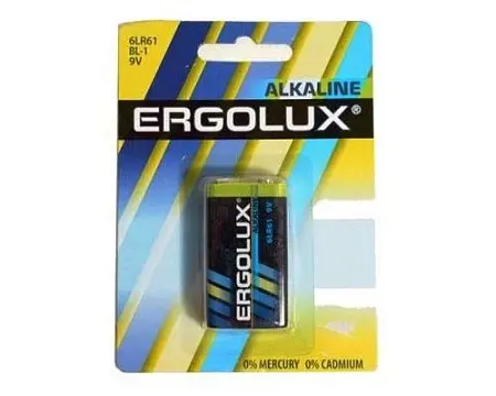 Батарейка алкалиновая Ergolux 9V (крона)
