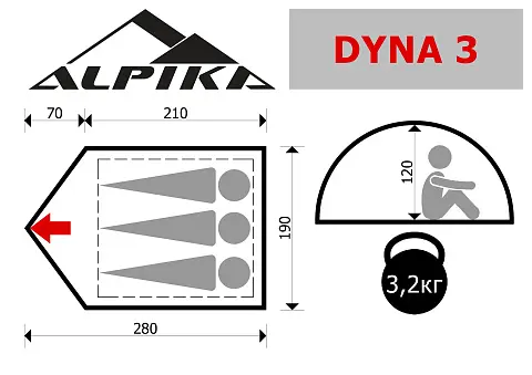 Туристическая палатка Alpika Dyna-3