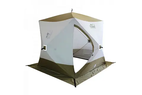 Палатка зимняя куб Следопыт Premium 1.8х1.8 м, 3 слоя, цв. олива/белый